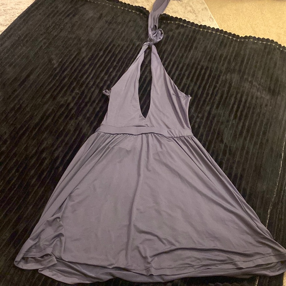 Open back halter baby doll dress